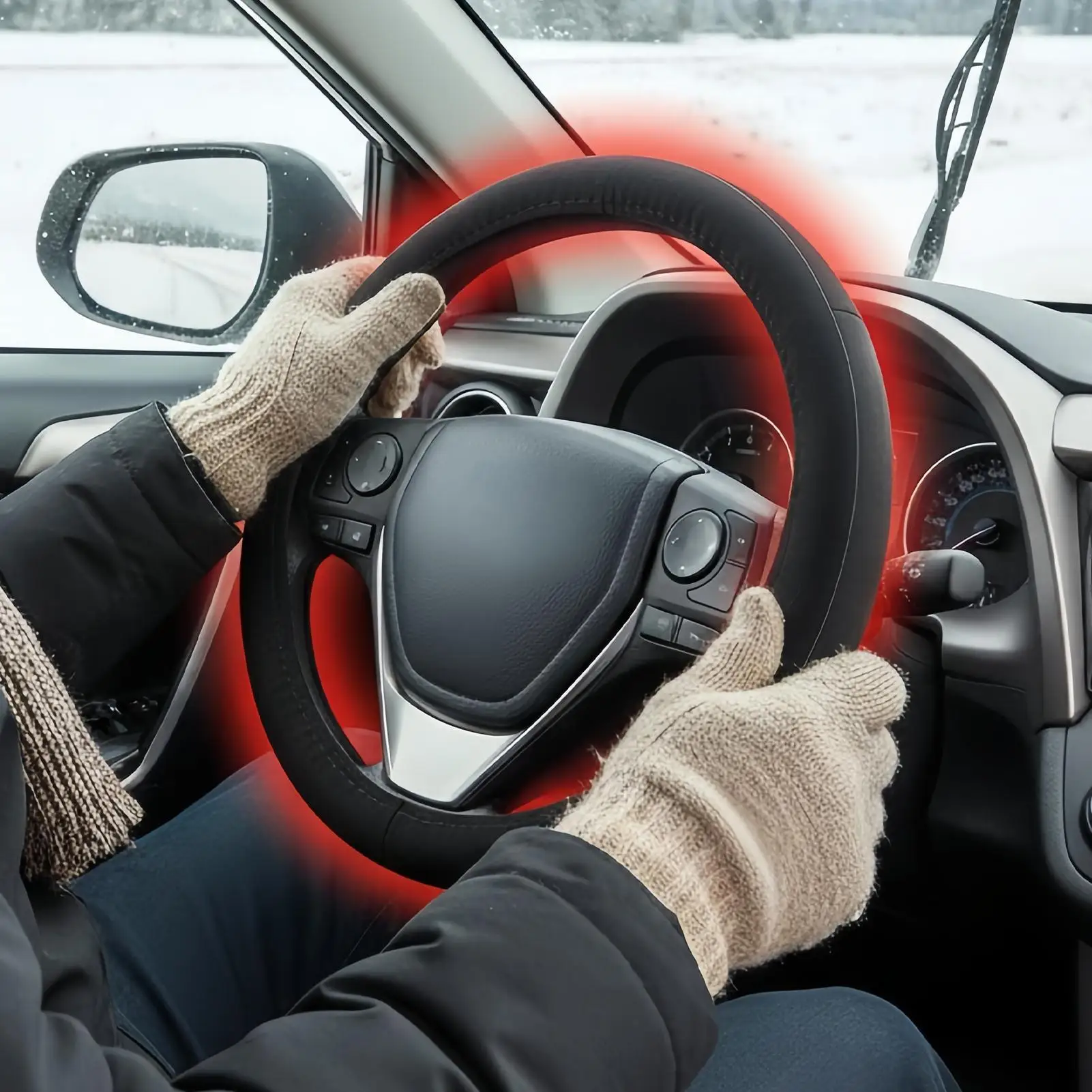 

12V Heated Steering Wheel Cover Warm In Winter Universal Fit Steering Wheel Protector Outer For Cars Trucks Vans Car Accessories