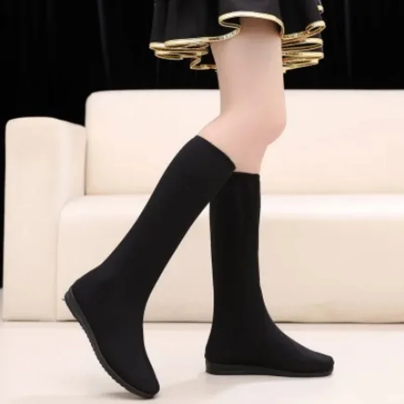 bottes hautes et plates pour danseuse, chaussures de danse mongole, vêtements de spectacle sur scène de noël, accessoires, fournitures de festival