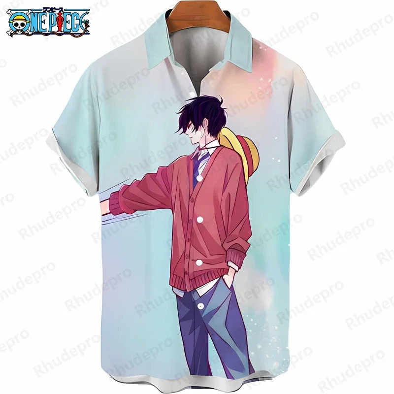 Men's One Piece Hawaiian Shirt Summer Tropical Leaf Print Short Sleeve Loose Casual Anime Kids Clothes Vacation Shirt Tops