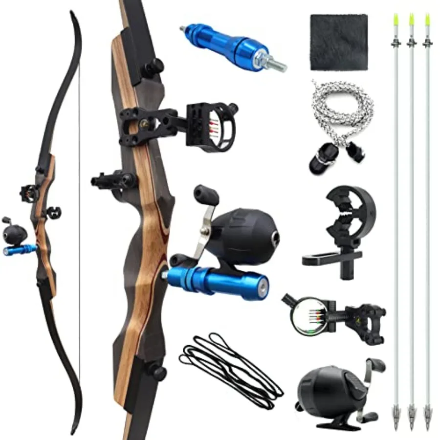 

Набор для стрельбы из лука 62 Takedown: рекурсивный лук 25-50 фунтов для правой руки, катушка для ловли рыбы с лука и 3 стрелы для взрослых