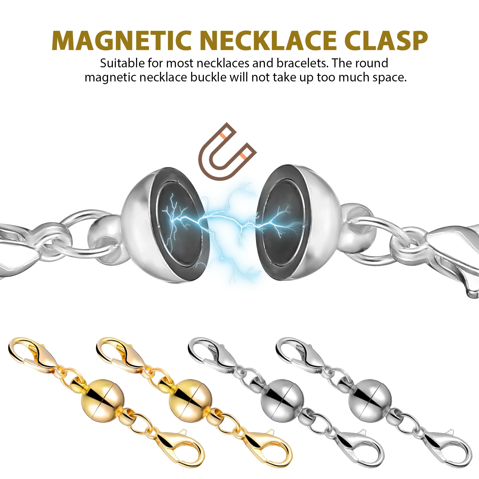 

20 Pcs Connection Buckle Jewelry Locking Clasps Jewellery Necklaces Magnetic Copper