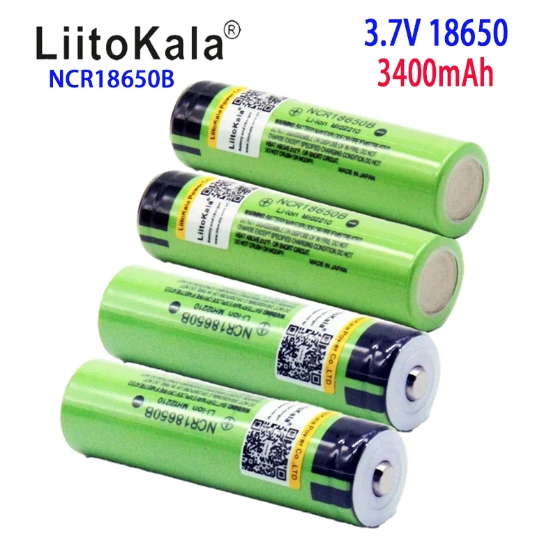 100% New Original liitokala NCR18650B 3.7 v 3400 mah 18650 Lithium Rechargeable Battery For Flashlight batteries (NO PCB)