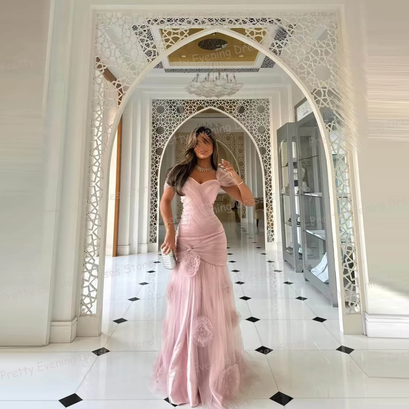 

Fashion 3-D Flowers Evening Dresses Woman's Mermaid Sexy Sleeveless Beach Party Prom Gowns Gala Vestidos De Noche Customized