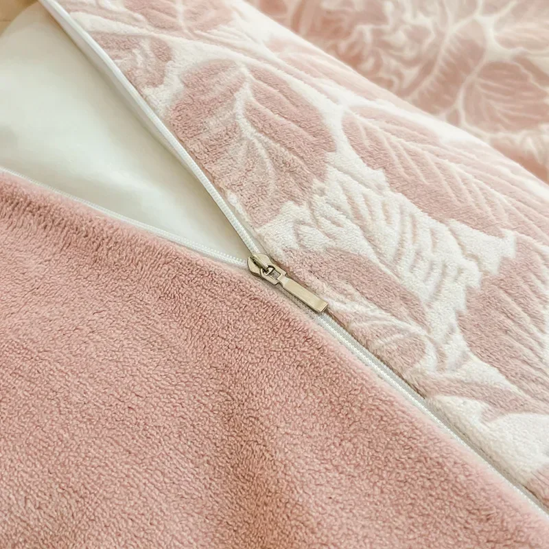 New thickened carved milk fleece four-piece set coral fleece winter flannel sheet mattress quilt cover bedding