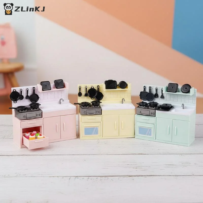 ▶1 Set Compact Kitchenware Kit Mini Model Stove Kitchen Scene Simulation Children's Doll Play Home Toy Ornament For Playtime Fun