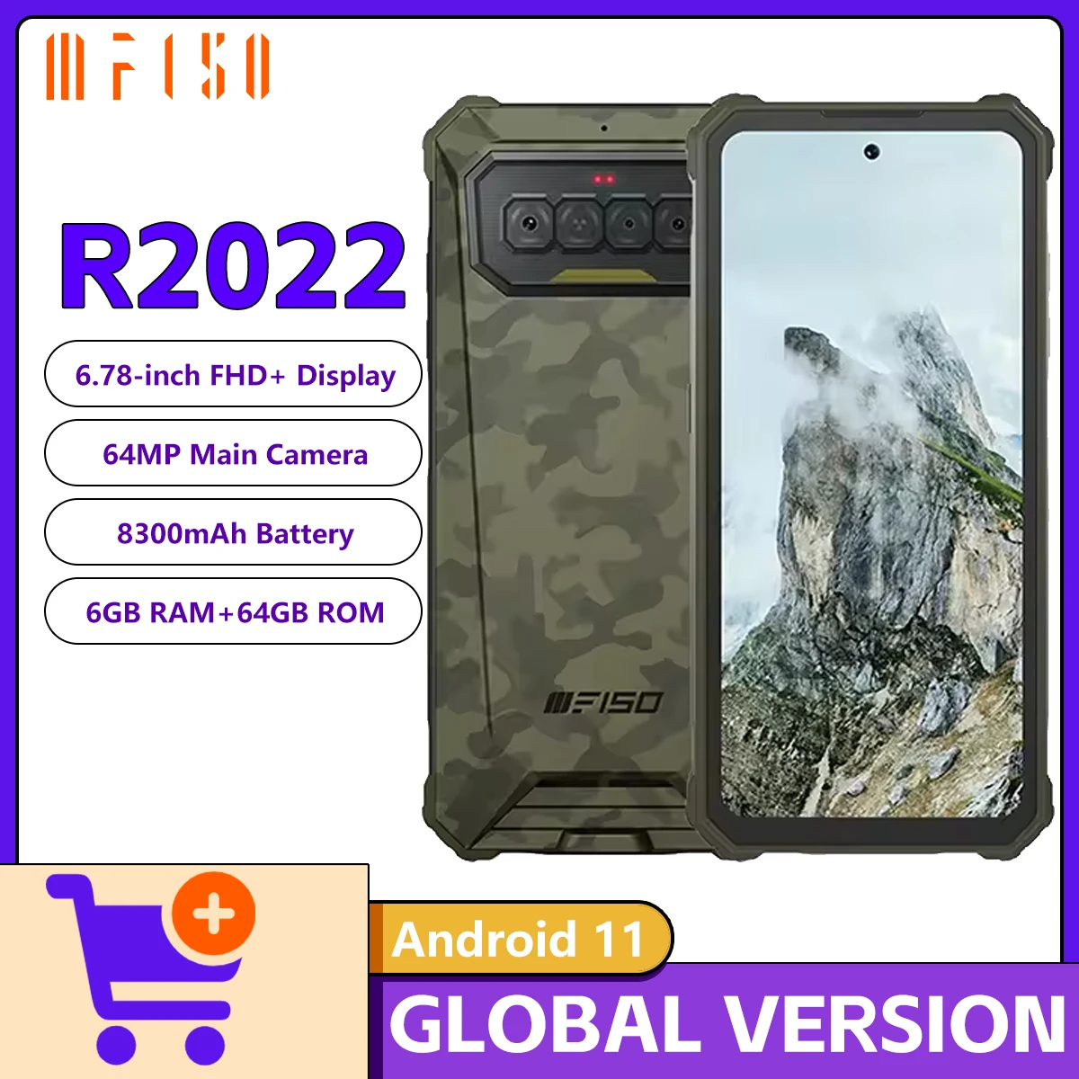 

IIIF150 R2022 8GB+128GB 6.78'' FHD+ 90Hz Rugged Smartphone IP68 Waterproof 64MP+20MP Night Vision 8300mAh NFC Mobile Phone