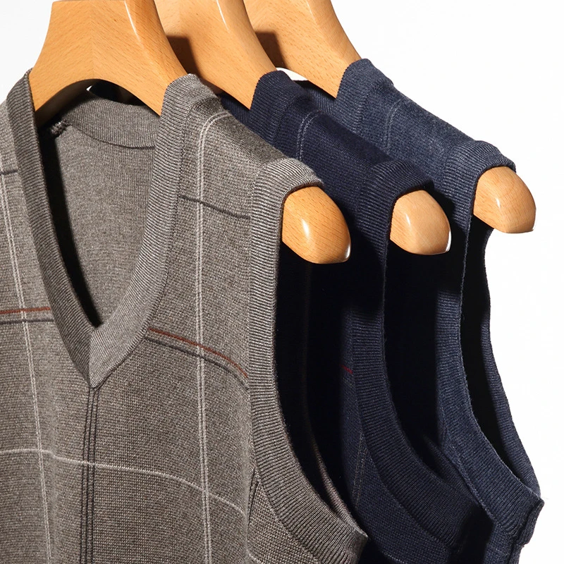 Осень-зима, мужской пуловер, вязаный жилет, мужской теплый джемпер с v-образным вырезом, вязаные жилеты, мужской шерстяной деловой свитер, жилет, одежда