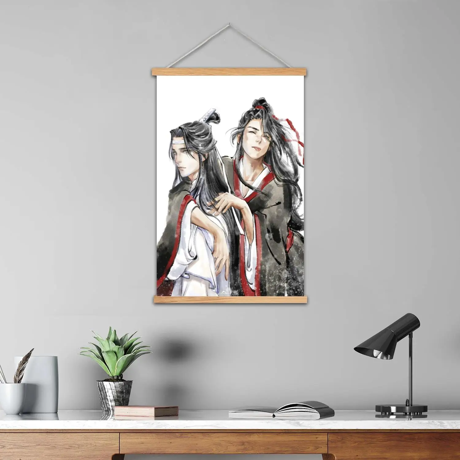 لوحة جدارية مؤطرة من ma dao zu Shi ملصق فني على القماش وفن جداري، عائلة حديثة، ديكور غرفة النوم، ملصقات، لوحة زخرفية