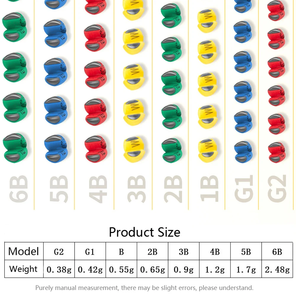 100PCS Quick Opening Fishing Lead Sinker Mix Set G2-6B Round Bite Weights Biting Clip Wrapping Glue Protect Line Sinkers Tackle