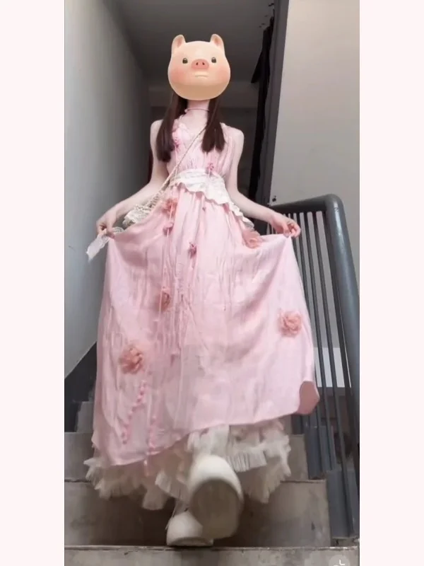 Ele Summer Floral Print ter Dr Falda acampanada de longitud media para mujer Tela suave No-Sve V-Ne Casual Commute Dr