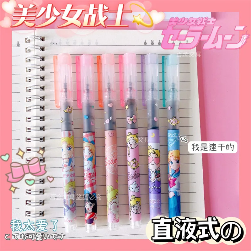 Sailor Moon Black Press Gel Pen Writing Student Bullet Ballpoint Pens Cute Cartoon Stationery Pens Study Office Supplies Gift