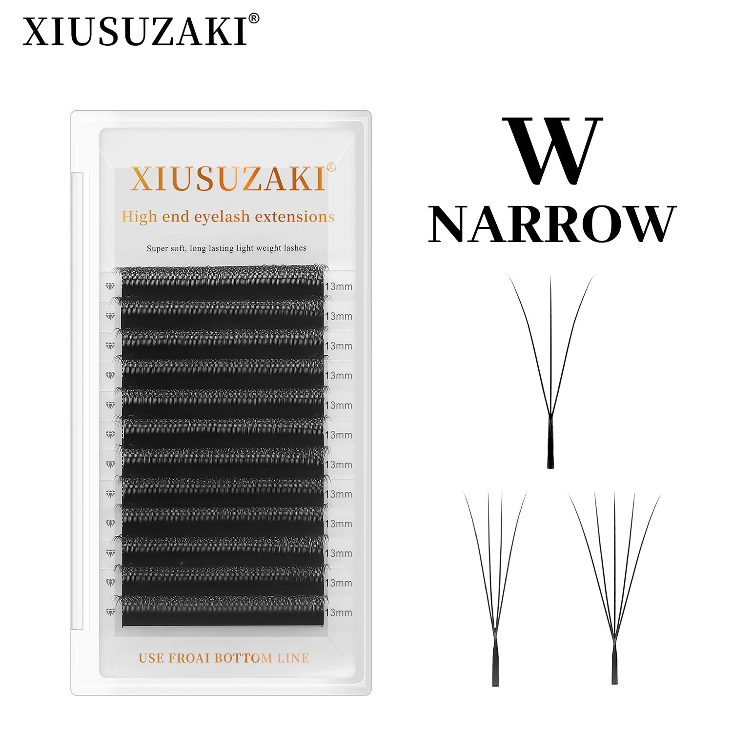 XIUSUZAKI Narrow 3D 4D 5D W Lashes Extensions Natural W Shaped Premade Fans Eyelashes Extensions Individual Mink False Lashes