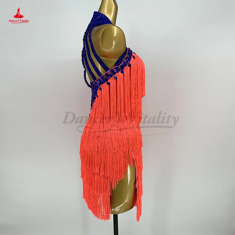 Latin Dance Profession Clothes for Women Latin Dancing Tassel Skirt Cusomzied Adult Children Rumba Chacha Dance Fringed Dresses