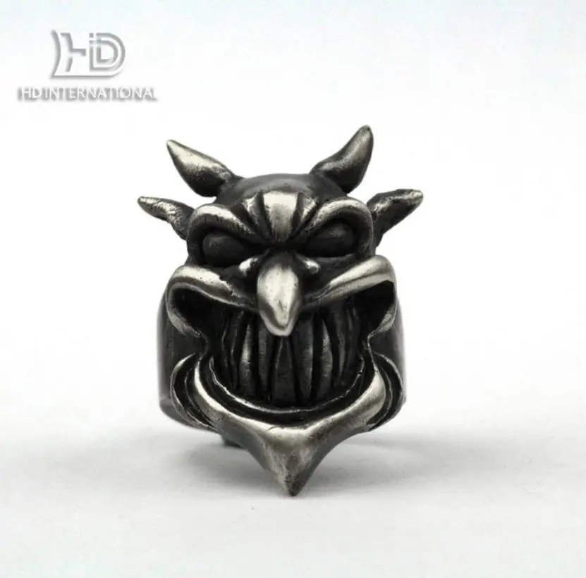 

925 silver Devil Satan ring,Devil ring, ugly skull ring, horned skull ring, evil skull ring, brass handmade jewelry