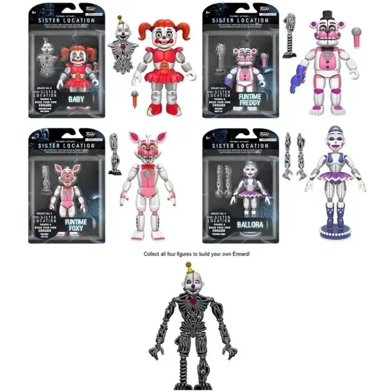Figura de ação original FNAF Sister Location Funtime Freddy Foxy Ballora Boneca de mercadoria de anime de 5 polegadas