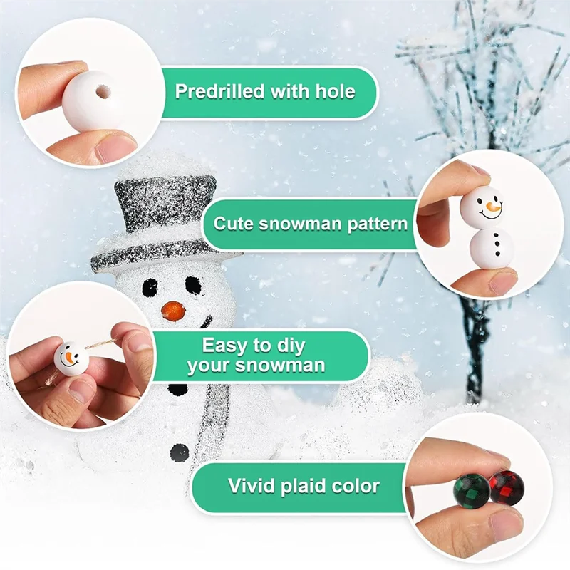 

YWDZ-150 шт. деревянные бусины 16 мм 20 мм деревянные бусины с рождественским принтом деревянные бусины для декора DIY товары для рукоделия прочный