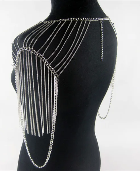 

SL European street auction popular double shoulder fringed necklace, platform hot-selling body chain women's jewelry