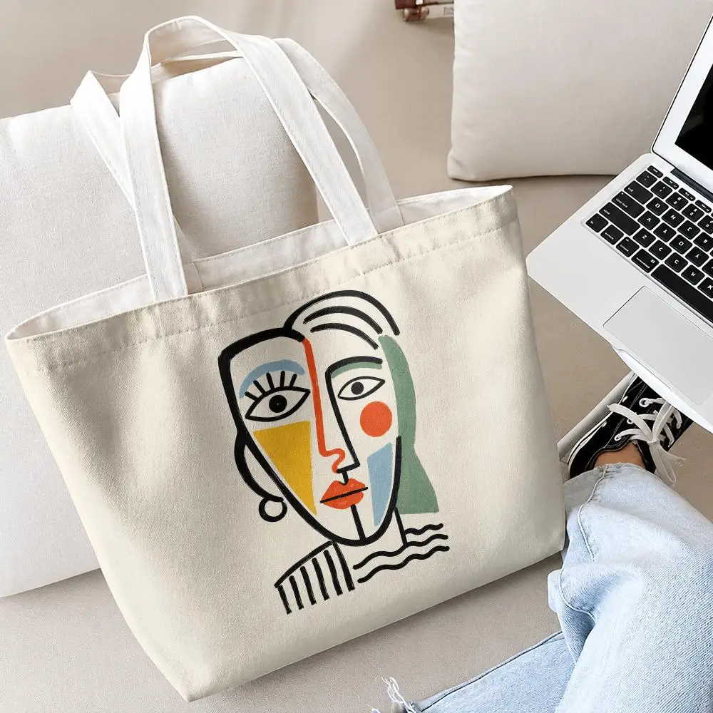 Picasso Exhibition The Kiss Art Storage Bags 2-Piece Set Double-Sided Print with Zipper Canvas Eco Tote Bag for Beach Travel