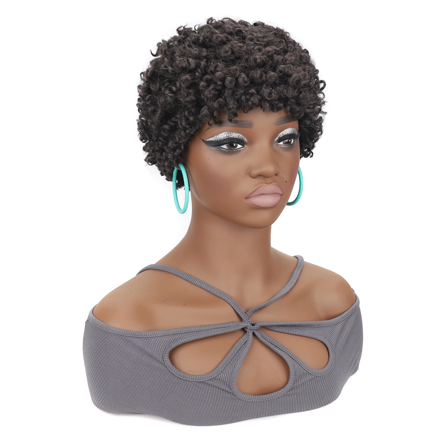 

Синтетические короткие афро-кудрявые парики для женщин, натуральная черная вьющаяся прическа, высококачественный парик для афро-американских женщин, ежедневное использование