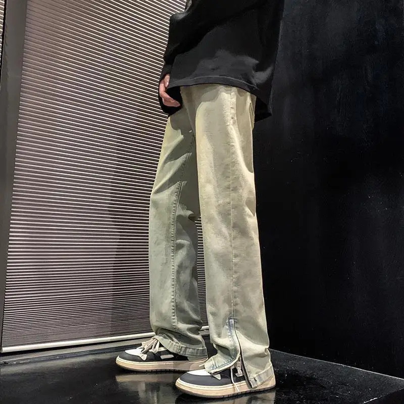

Trousers with Slits Men's Jeans Loose Male Cowboy Pants Baggy Designer Original Autumn Clothing Korean Fashion Luxury Cheap Goth