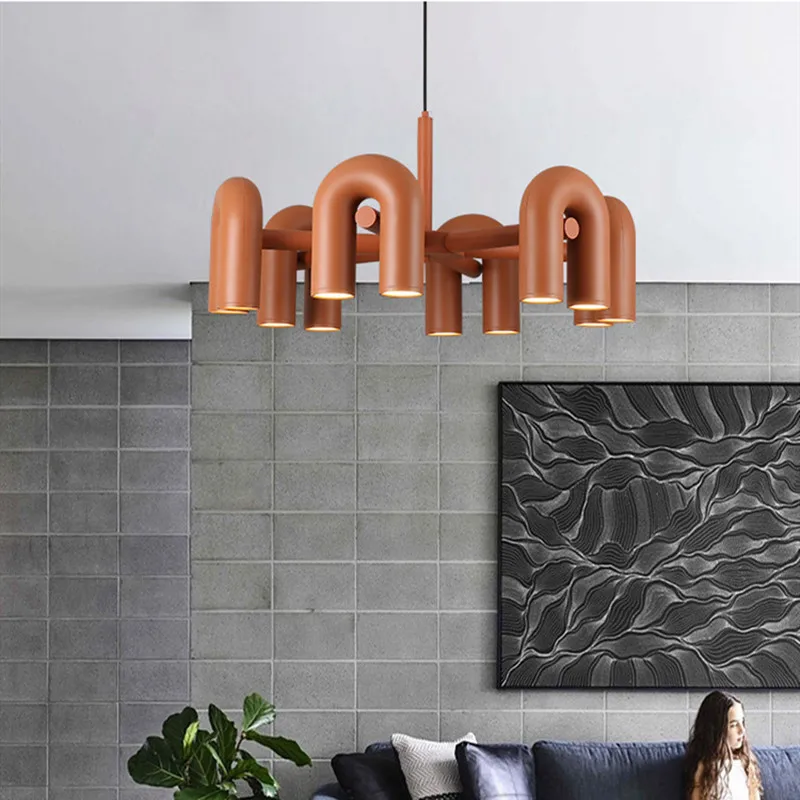 Novelty Ins Creative U Shape Livingroom Led Chandelier Nordic Designer Apartment Exhibition Home Decorative Hanglamp Luminaire