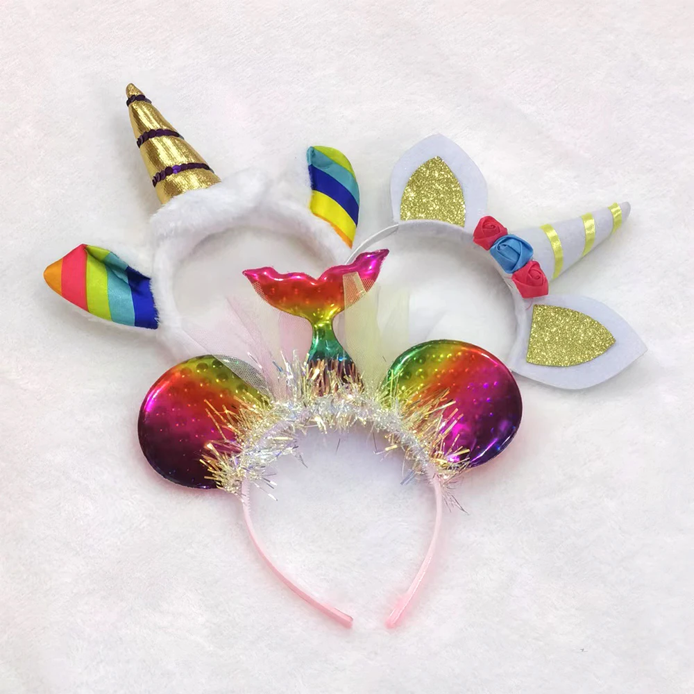 Diadema de sirena para mujer, disfraz de unicornio, banda para el pelo, actuación, fiesta, niñas, niños, cabeza, regalos de cumpleaños