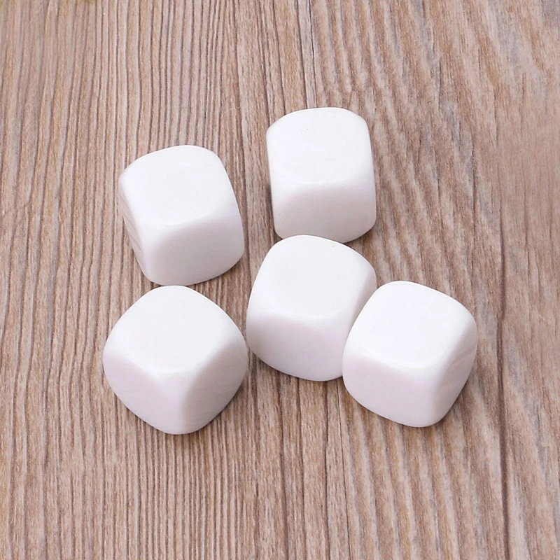 10Pcs 10mm/12mm/14mm/16mm/18mm/20mm White Blank D6 Acrylic With Round corner For Kid DIY Write Painting