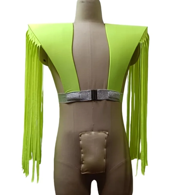 Unisex Fringe Armor Vest Tassel Shoulder Pads for DJ Gogo Performance Stage Accessories Singer Dance Halloween Cosplay Cost