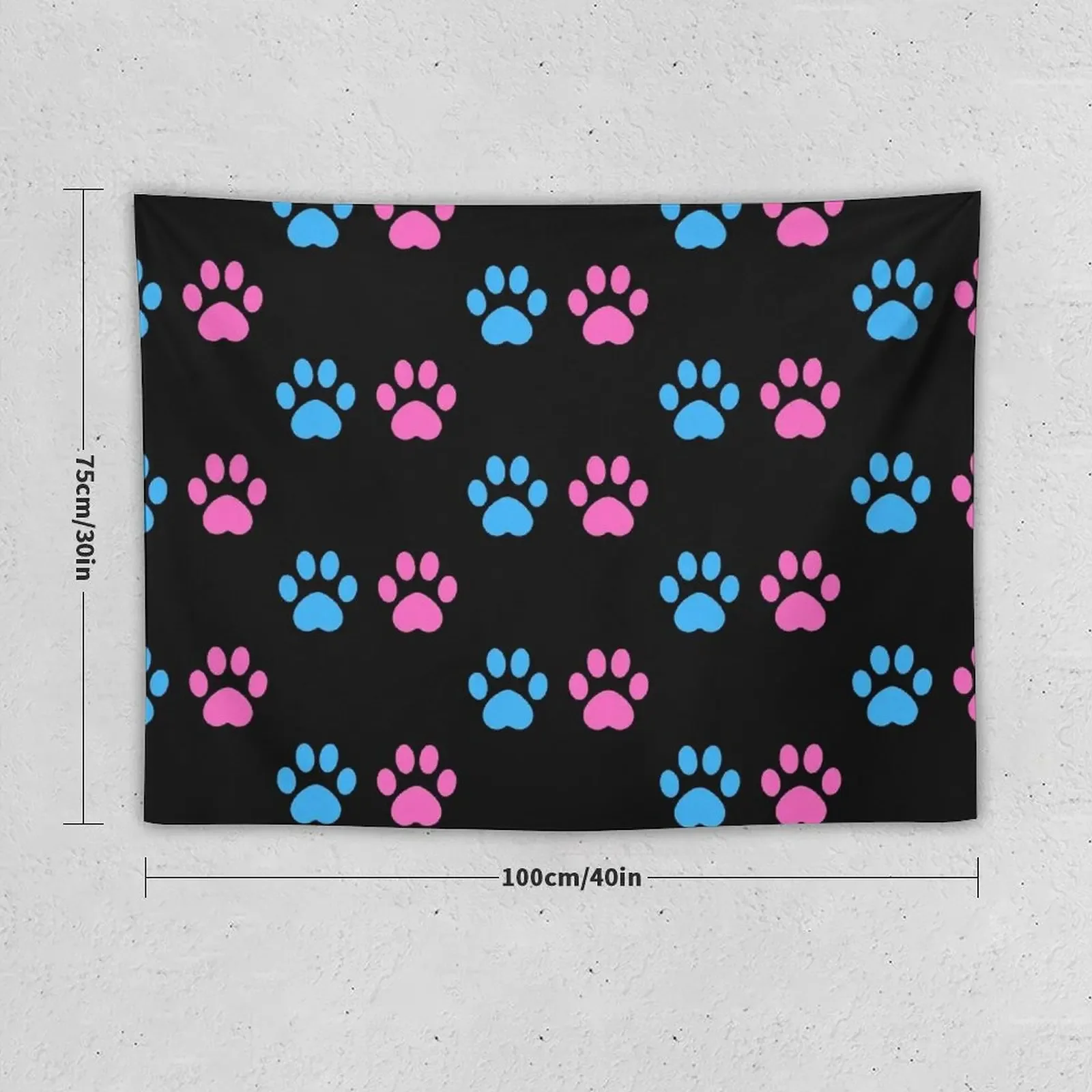 Blue and magenta paw Tapestry Home And Comfort Decor Wallpaper Wall Mural Tapestry