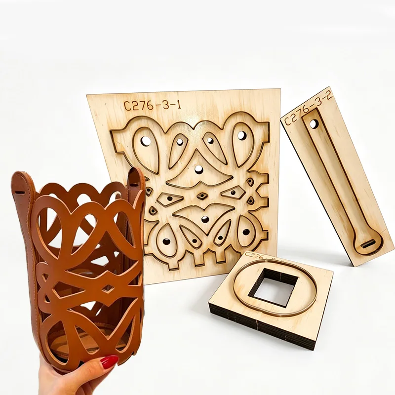 C276 DIY Leather Hollow out Flower Basket Mold High Aesthetic Value HandheldStorage Basket Full Set Wood Cutting Mold for Handma