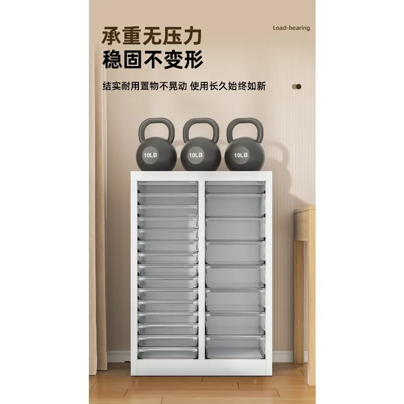 Nail art storage cabinet A4 file cabinet nail polish glue canned tape baffle flat bottom cosmetics cloth sample makeup single co