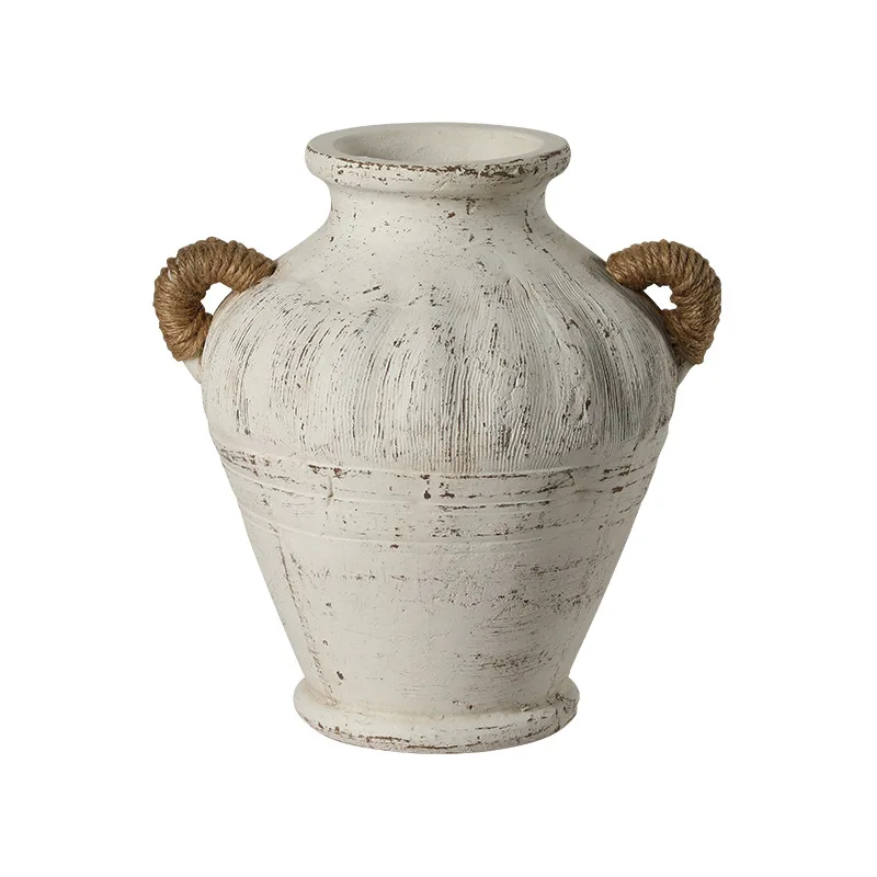 New Chinese style wabi sabi old hemp rope ceramic dried vase sales office bed and breakfast entrance dining table
