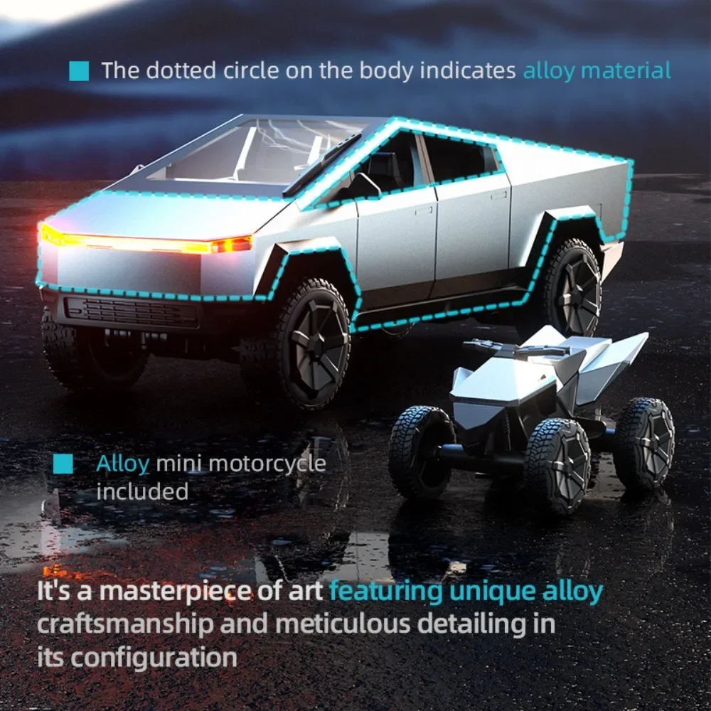 

JJRC C8817 RC Car for Tesla Cybertruck Scale Alloy Pickup Off-road Vehicle Camping for Kids Toys Boy Gifts
