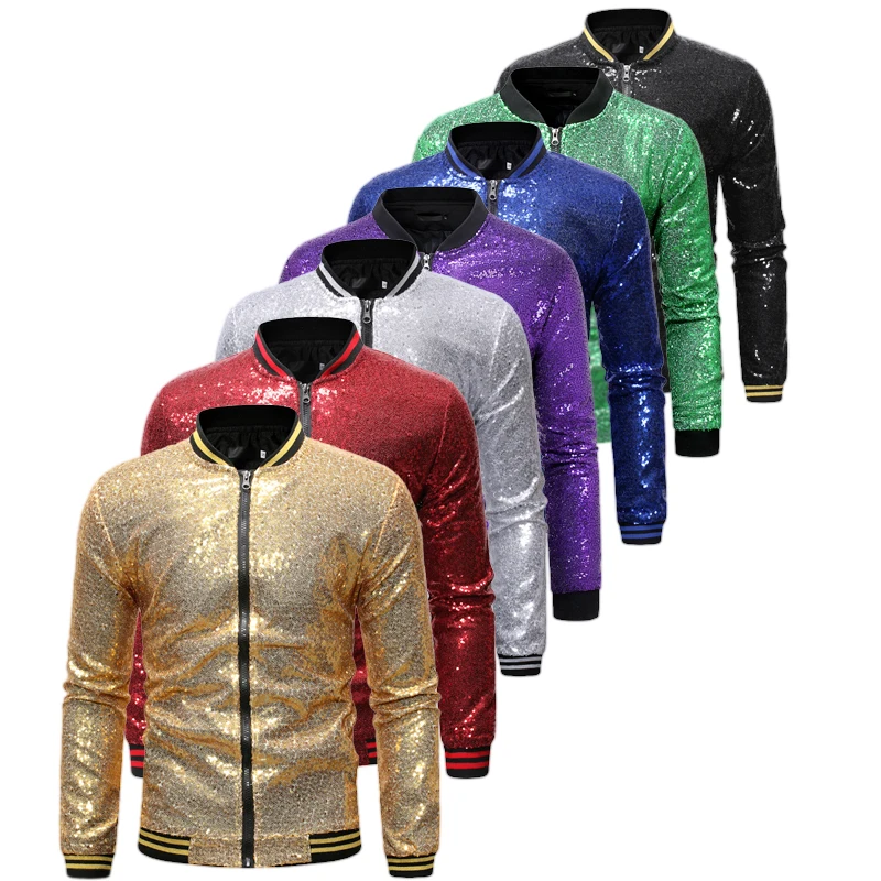 2024  Winter New Seven Color Fashionable Sequin Jacket for Men, Hot Selling  Stand Up Collar Contrasting Mens Jackets, Eur Size