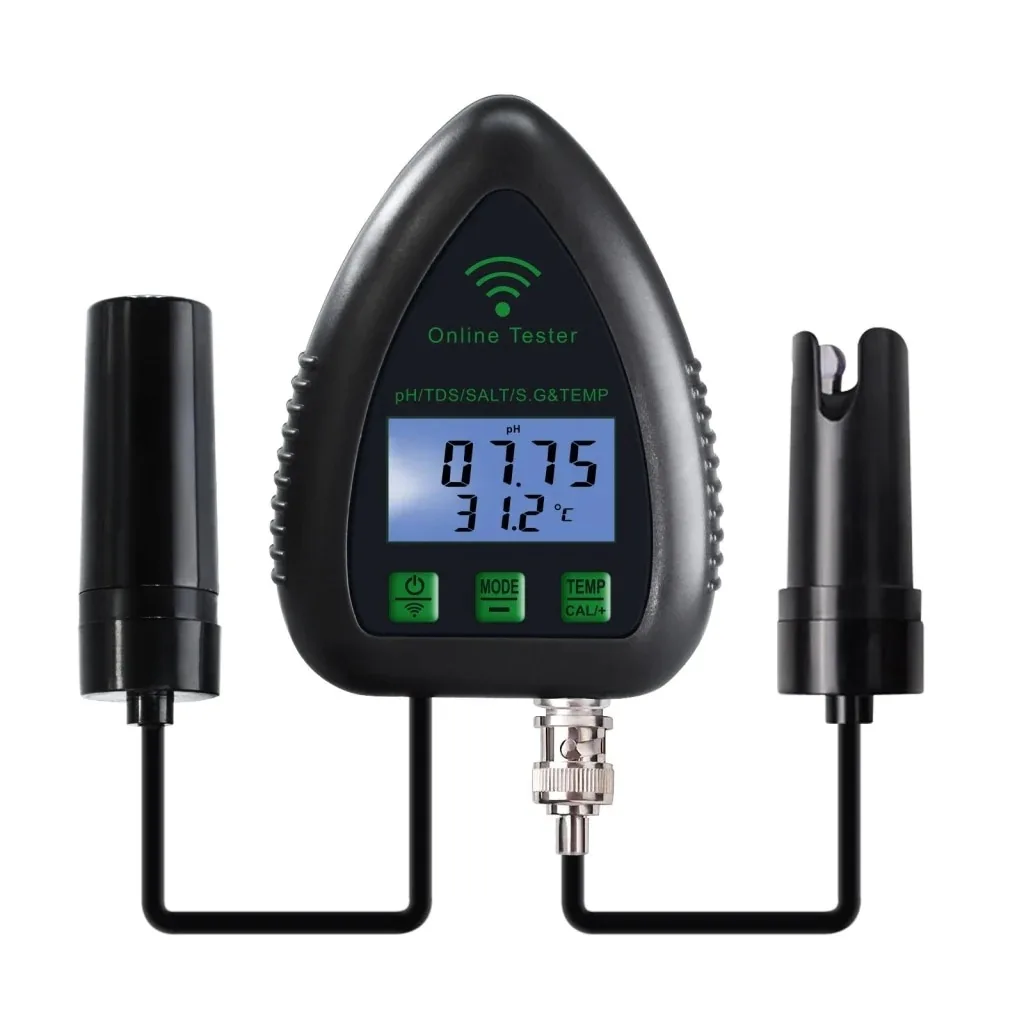 5‑in‑1 WiFi Online Water Quality Monitor, Hydroponic Plant Tester with Mobile Phone Remote Real‑time Monitoring Function