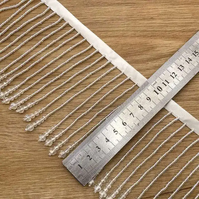

Crystal 5Yards Long Tassel Fringe Tassel Trim Ribbon Dance Costume Dress Fabric Diy Trim Ribbon Beaded Sewing Tassel 10cm Width