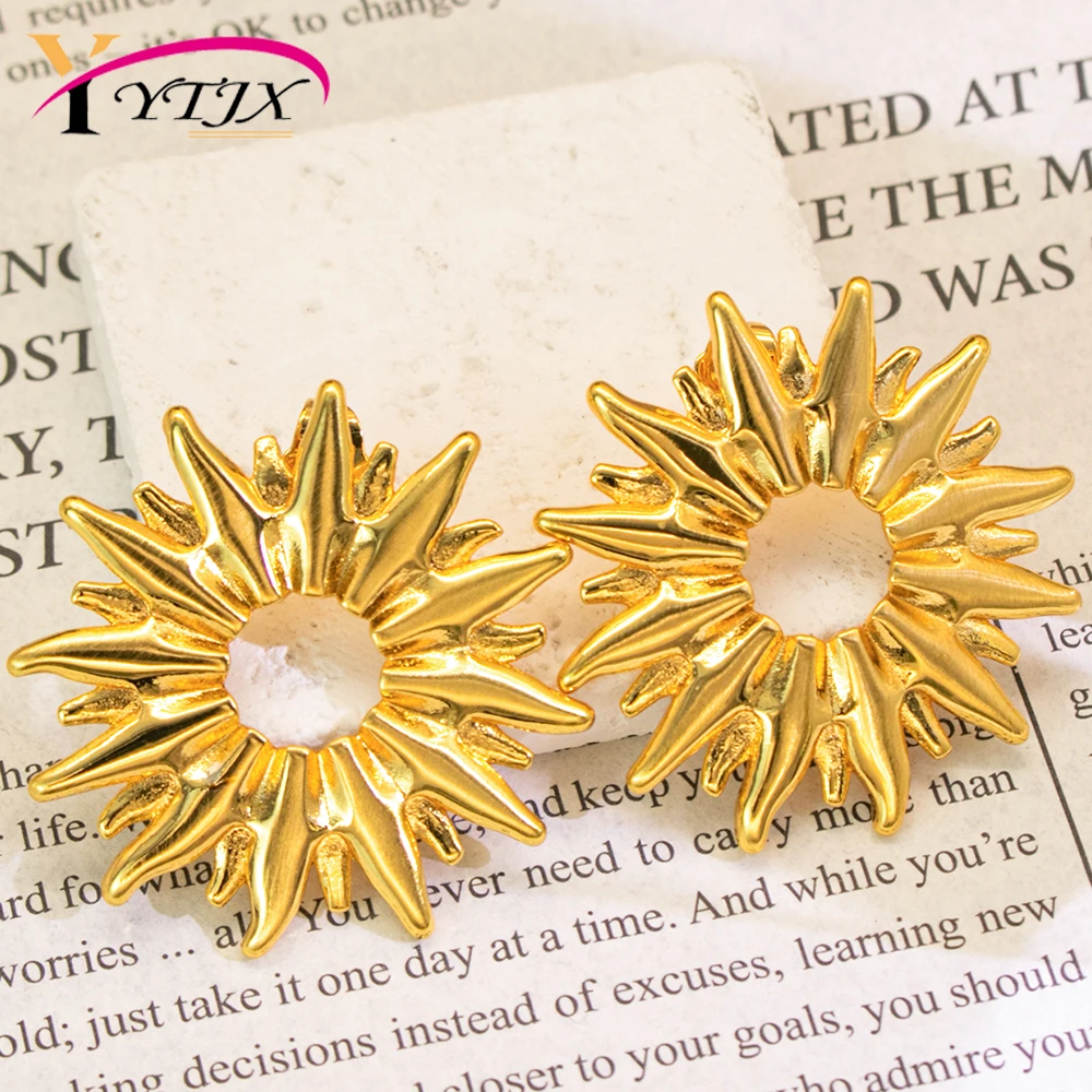 

YTJX Goth Gold Color Sunflower Earrings Personality Punk Gothic Sun Flower Earring For Women Fashion Party Jewelry Gift 2026 New