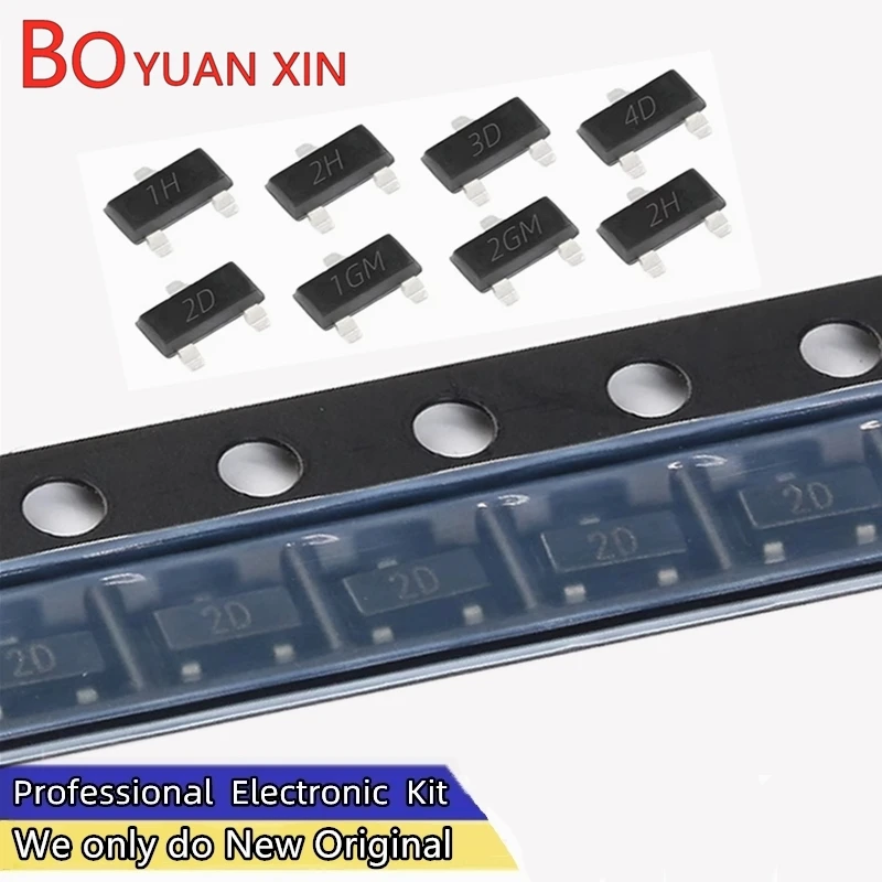 100pcs MMBTA06 1GM MMBTA56 2GM SOT23-3 MMBTA05 1H MMBTA55 2H MMBTA42 1D MMBTA44 3D MMBTA92 2D MMBTA94 4D SOT-23 SMD Transistor