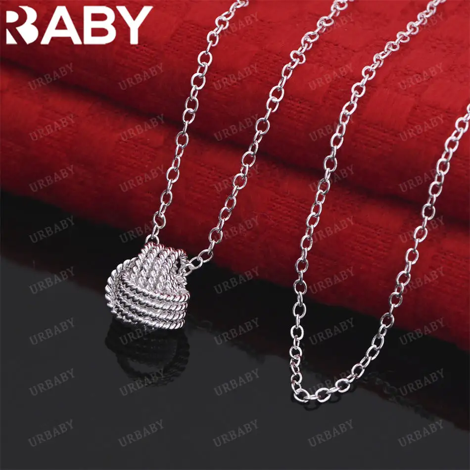 

URBABY 40-75cm 925 Sterling Silver Pendant Necklace For Women Men Charm Trend Birthday Gifts Fashion Party Fine Jewelry