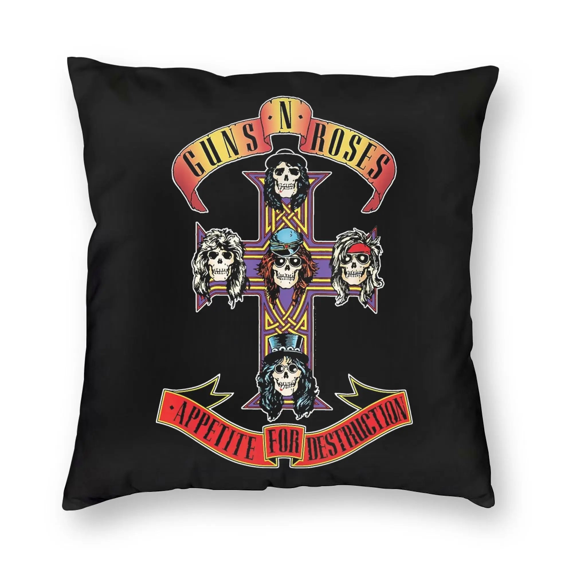 G-Guns N Roses Cross Pillowcase Printing Polyester Cushion Cover Decor  Throw Pillow Case Cover Home Zippered 45X45cm