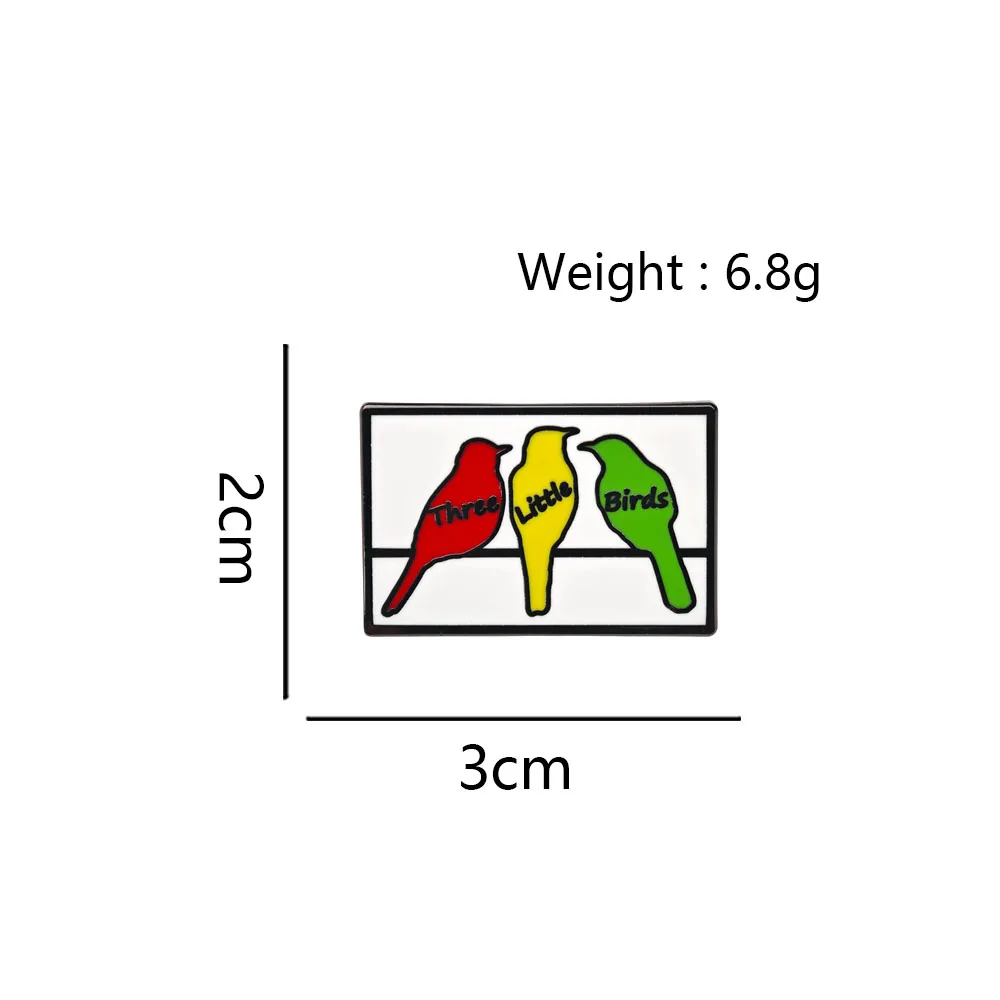 Bob Marley Three Little Birds Metal Enamel Pin Reggae Music Song Brooch Rasta Colors Badge Lapel Pins Fan Gift Backpack Jewelry
