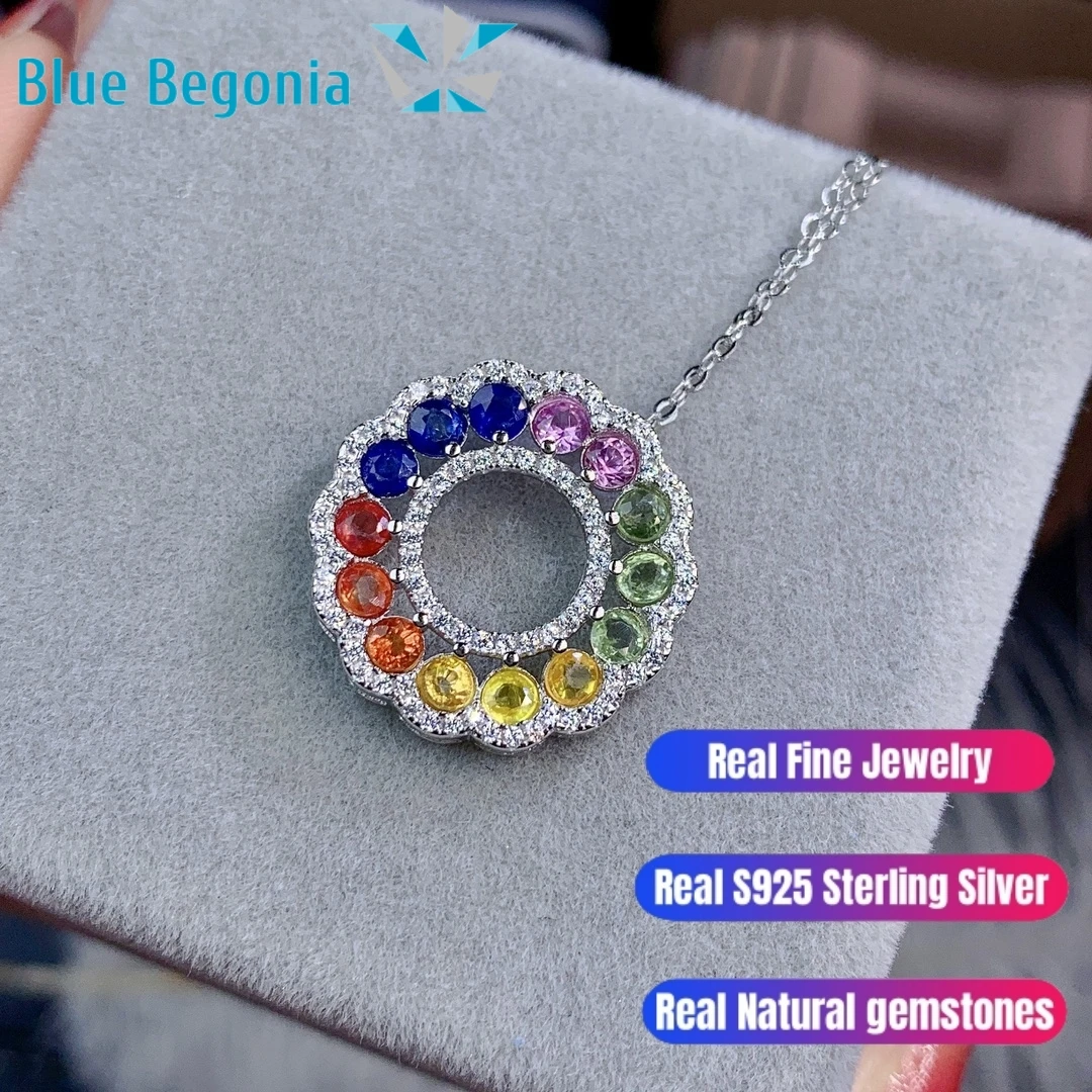 

Natural Fancy Sapphire S925 Sterling Silver Pendant Jewelry for Women Anniversary Gift Color Sapphire Necklace 3*3mm Gemstone