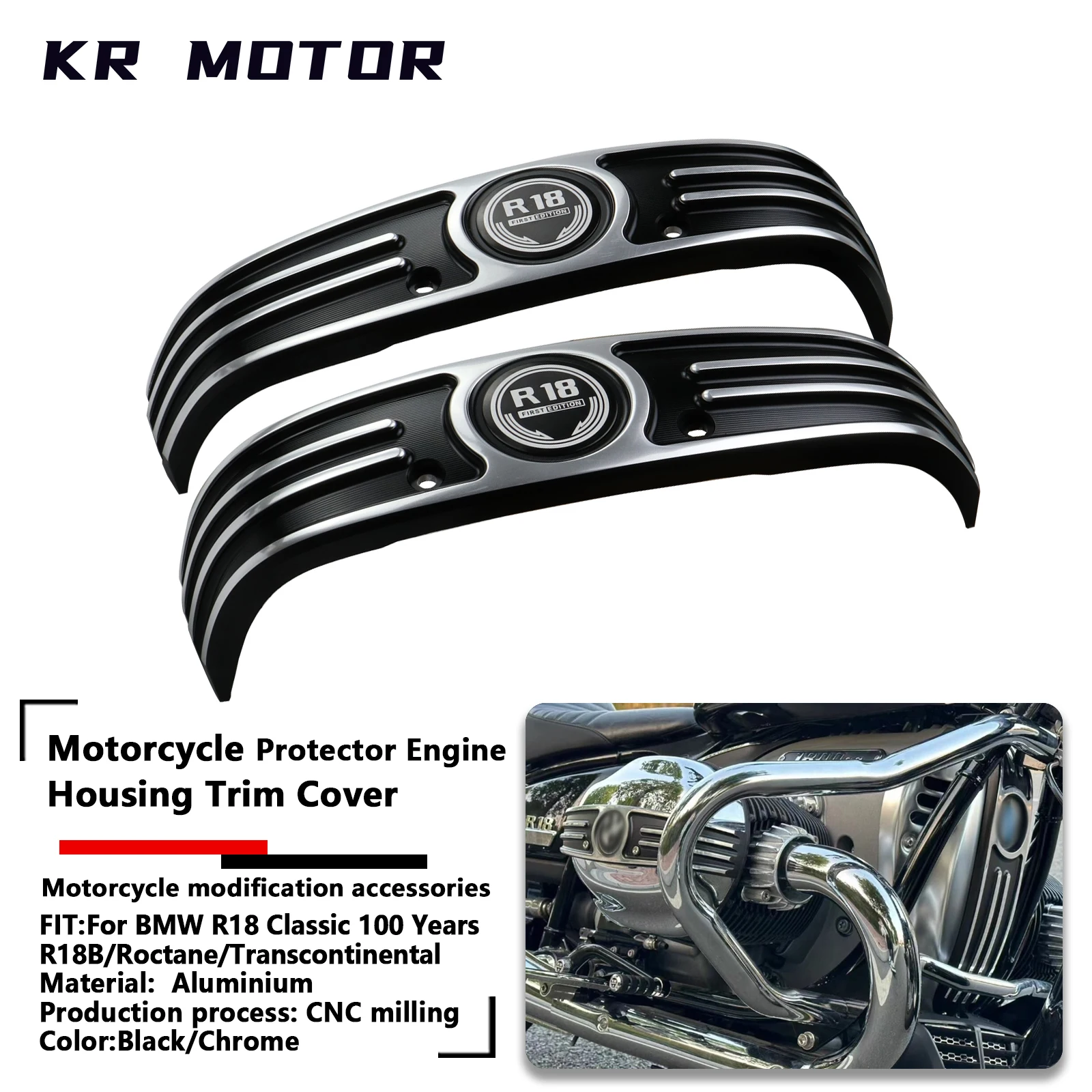 

Motorcycle For BMW R 18 Classic 100 Years R18B R18 B/Roctane/Transcontinental Cylinder Head Protector Engine Housing Trim Cover