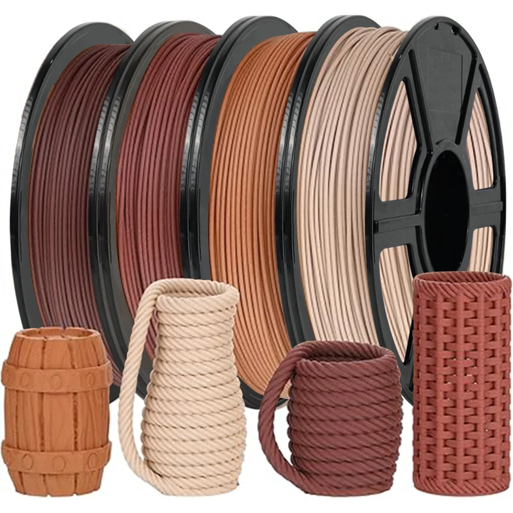 Filament PLA z dodatkiem drewna 1.75mm 1kg 500g 250g do drukarek 3D FDM, materiały plastikowe z proszkiem drewna, filament PLA o fakturze ciemnego czarnego orzecha włoskiego — zdjęcie produktu 2