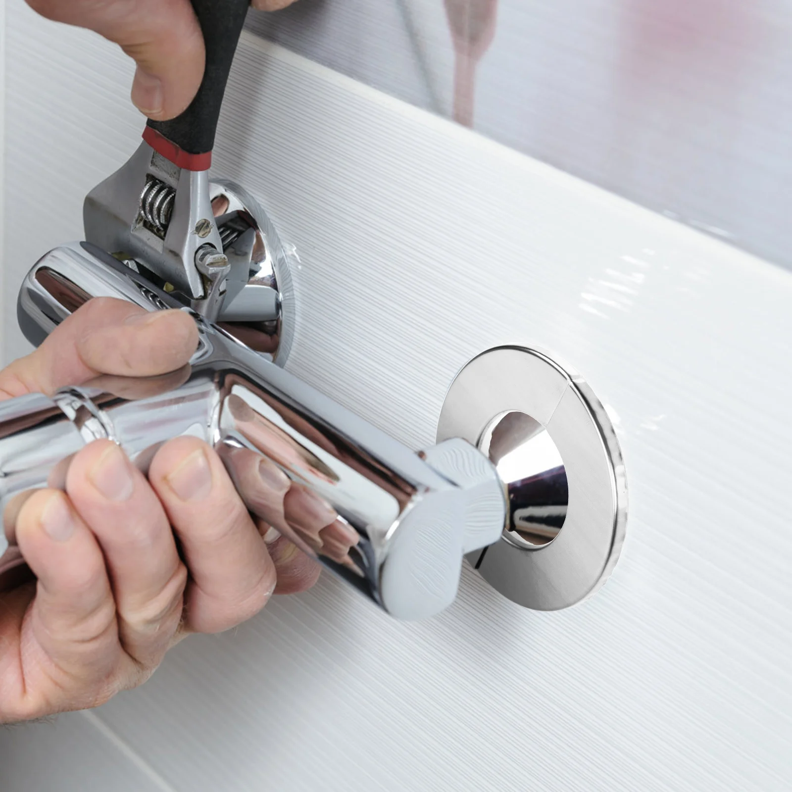 4 Buah Pelat Penutup Pipa Dinding Model Split, Pelat Escutcheon Baja Tahan Karat untuk Keran Shower, Katup Air Gas, dan Saluran Pembuangan