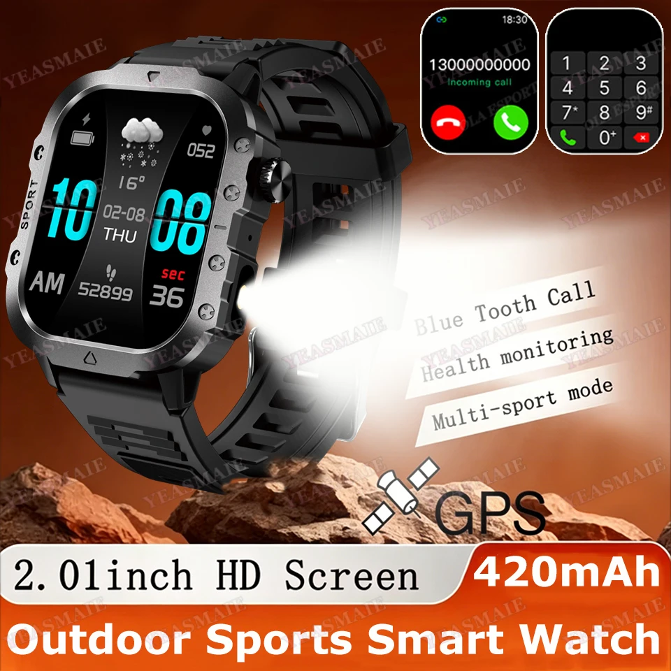 

Ola Esporte Outdoor Smart Watch 2026 Bluetooth Call LED Flashlight Smart Control Health Monitor Sport Waterproof Smartwatch HW12
