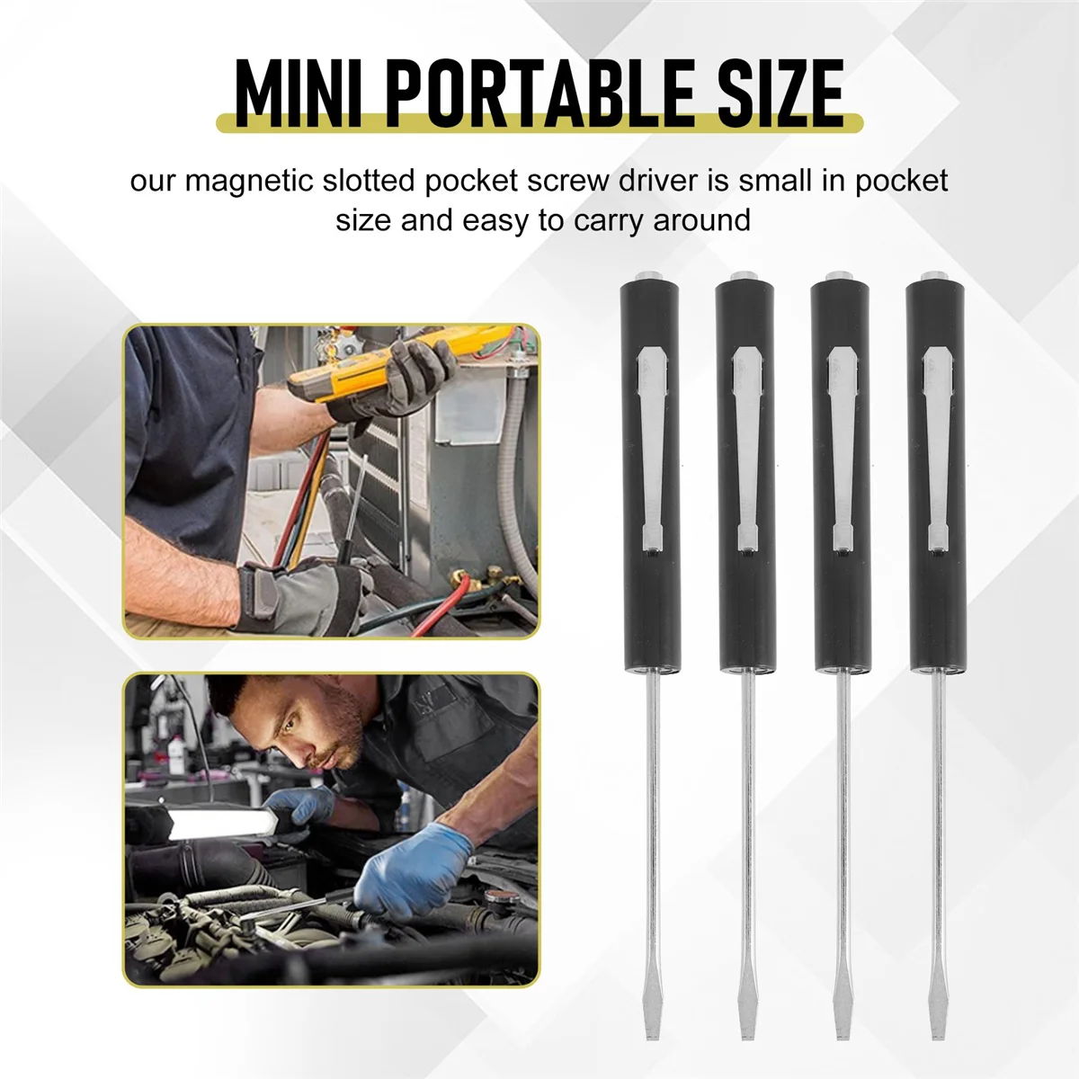 10 Pieces Pocket Screwdriver Mini Tops and Pocket Clips Pocket Screwdriver Magnetic Slotted Pocket Screw Driver