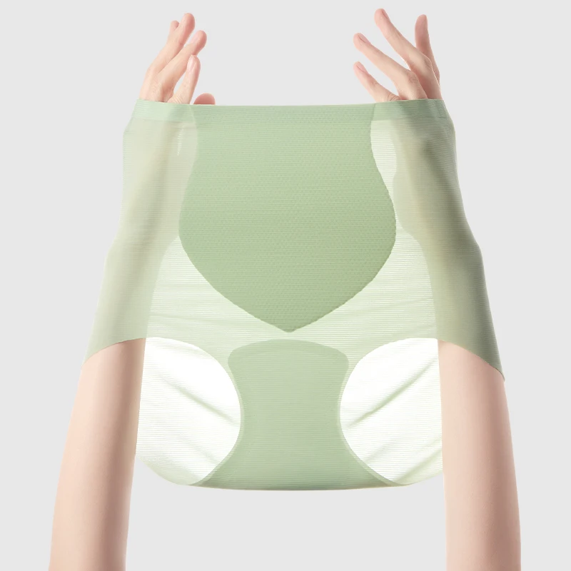 Gentle.Bear Women's Ice Silk Seamless High Waist Panties Breathable Ladies Briefs Elastic Soft Underwear 2025 NEW