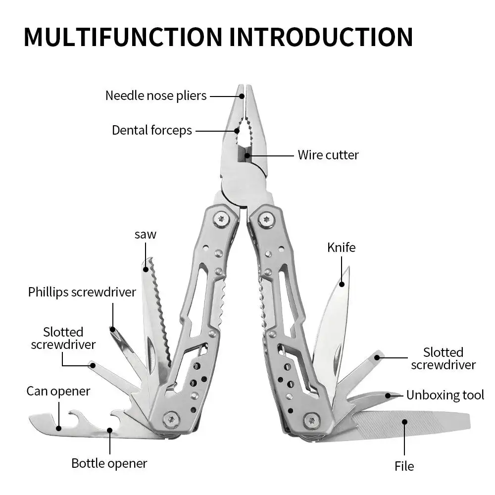 Wielofunkcyjne składane szczypce ze stali nierdzewnej Multitool scyzoryk szczypce przenośne Mini Survival uniwersalne szczypce śrubokręt