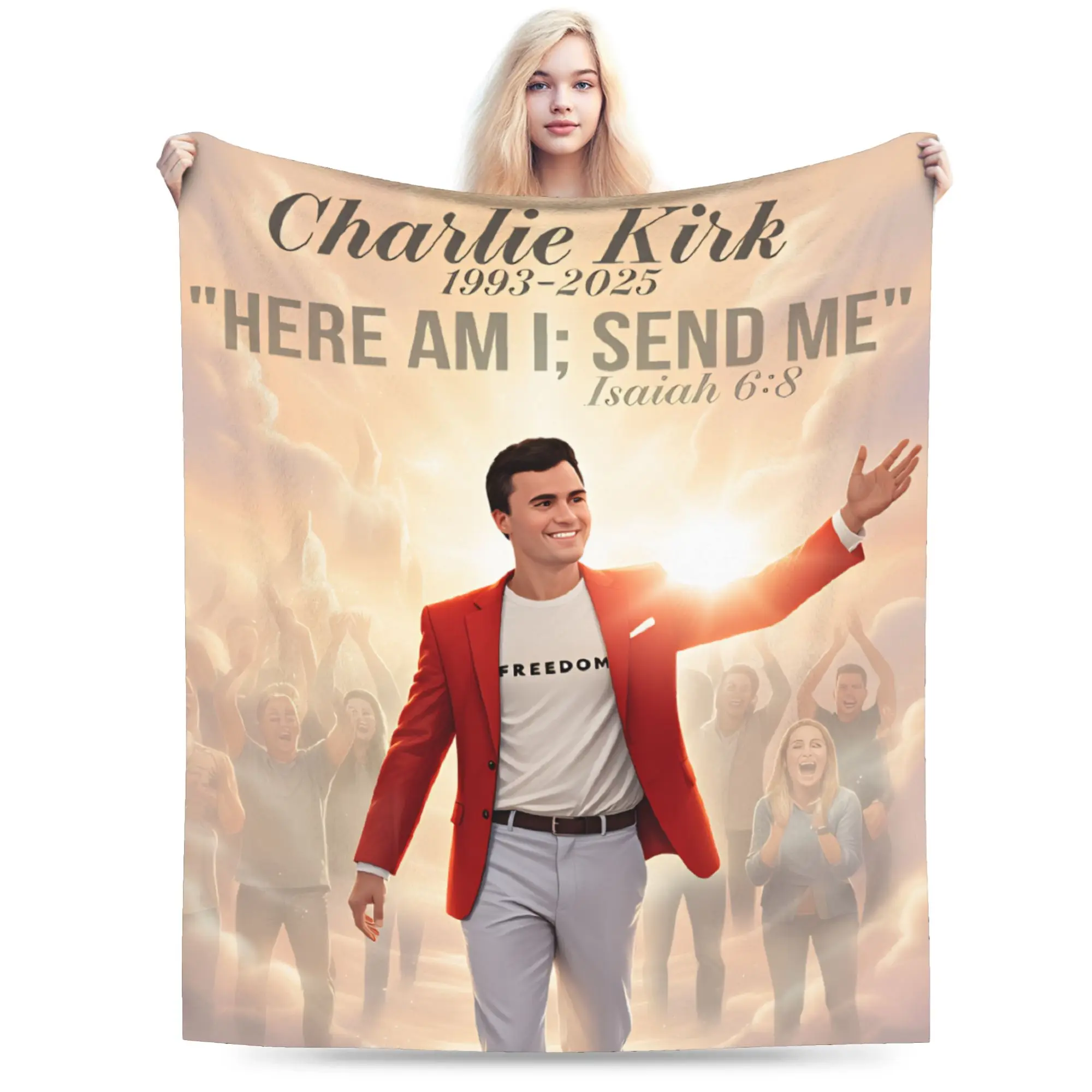 Charlie Kirk Angelic Advocate Met George Floyd Deken Meisjes Flanel Gooi Deken Voor Woonkamer Zachte Kwaliteit Sprei Cadeau